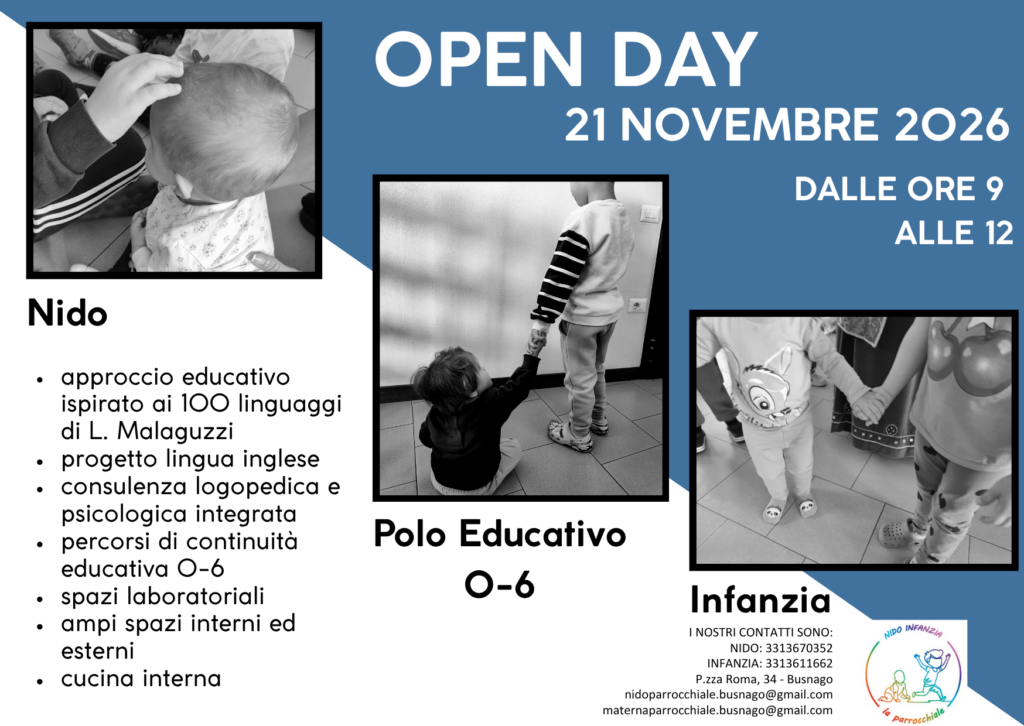 Volantino open day Scuola dell'Infanzia Busnago